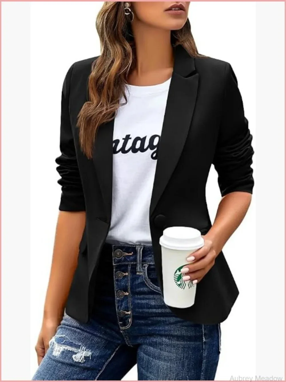Business Casual Long Sleeve Button Blazer with Pockets